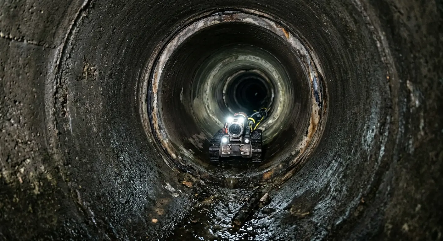 Robotic sewer camera inspecting pipe interior for Sewer Line Repair in Middlebury